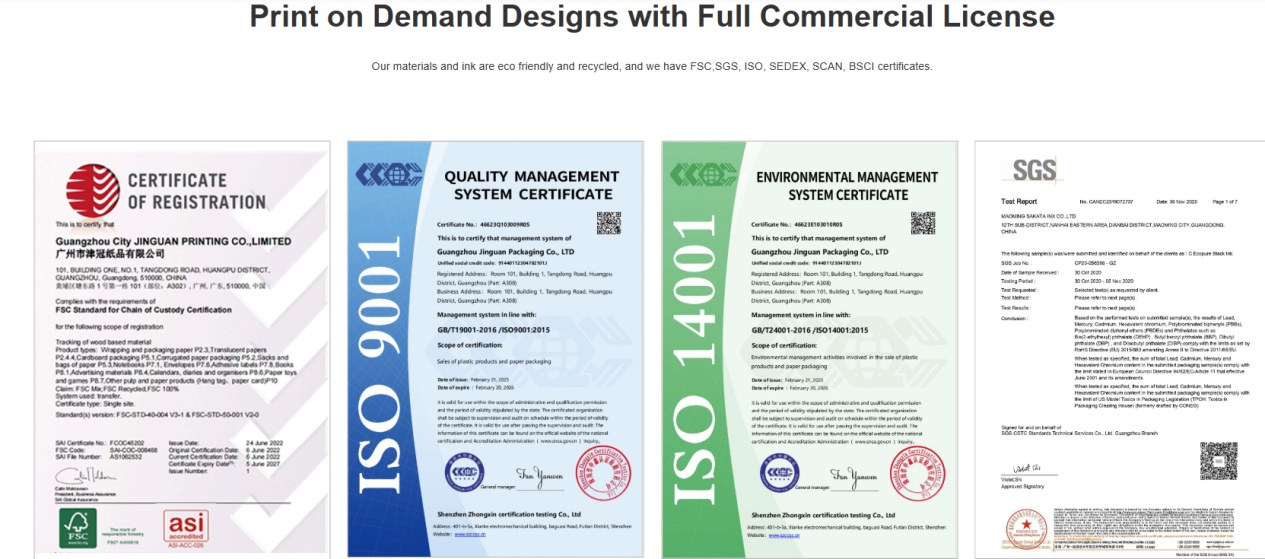 Environmental Certification of Jinguan Printing
